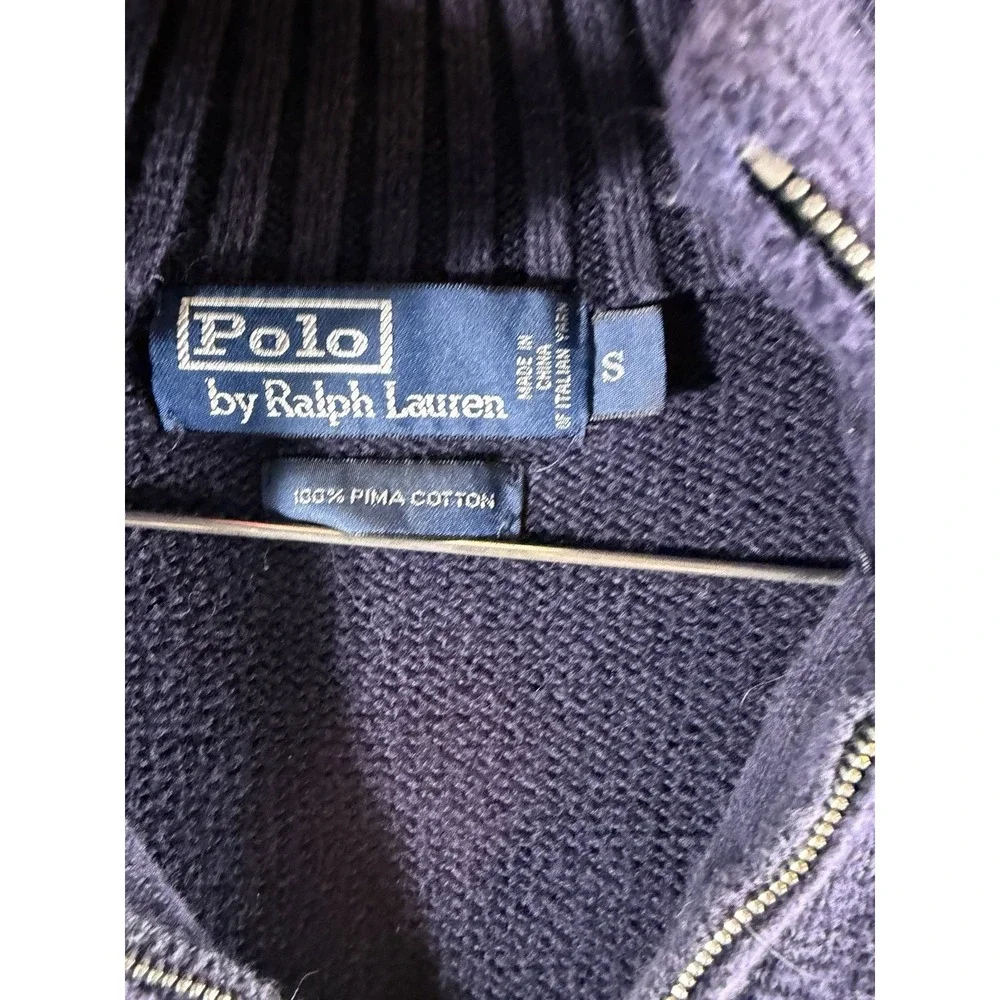Vintage Polo Ralph Lauren Sweater Men's Blue Red Pony 1/4 Quarter Zip Knit‎ Sz S